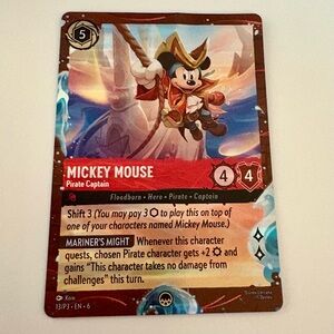 Mickey Mouse Pirate Captain Lorcana Trading Card